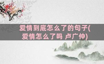 爱情到底怎么了的句子(爱情怎么了吗 卢广仲)